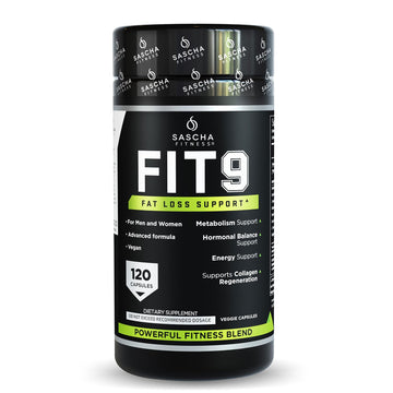 Sascha Fitness Fat Loss pills | Collagen support | Fluid Balance | FIT9 Ingredients: 7Keto + Uva Ursi, Gotu Kola, L-Theanine,Gingko Biloba,DIM,Green Tea | Weight Loss Supplements-Vegan-120 Natural Cap
