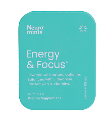 Neuro Energy & Focus Mints - Sugar Free Breath Mints with 40mg Natural Caffeine, B Vitamins & L-Theanine - Vegan Brain Supplement for Exercise, Study & Daily Focus - Peppermint, 12 ct Neuro Au supplements