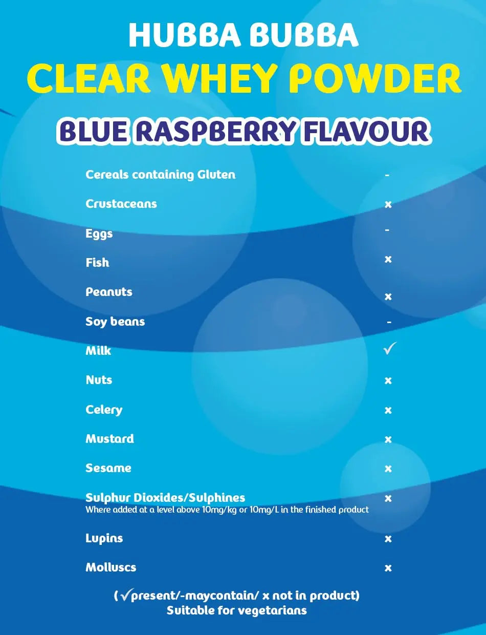 Hubba Bubba Blue Raspberry Clear Whey Isolate, Protein Powder Drink, 405g Pouch Hubba Bubba uk supplements