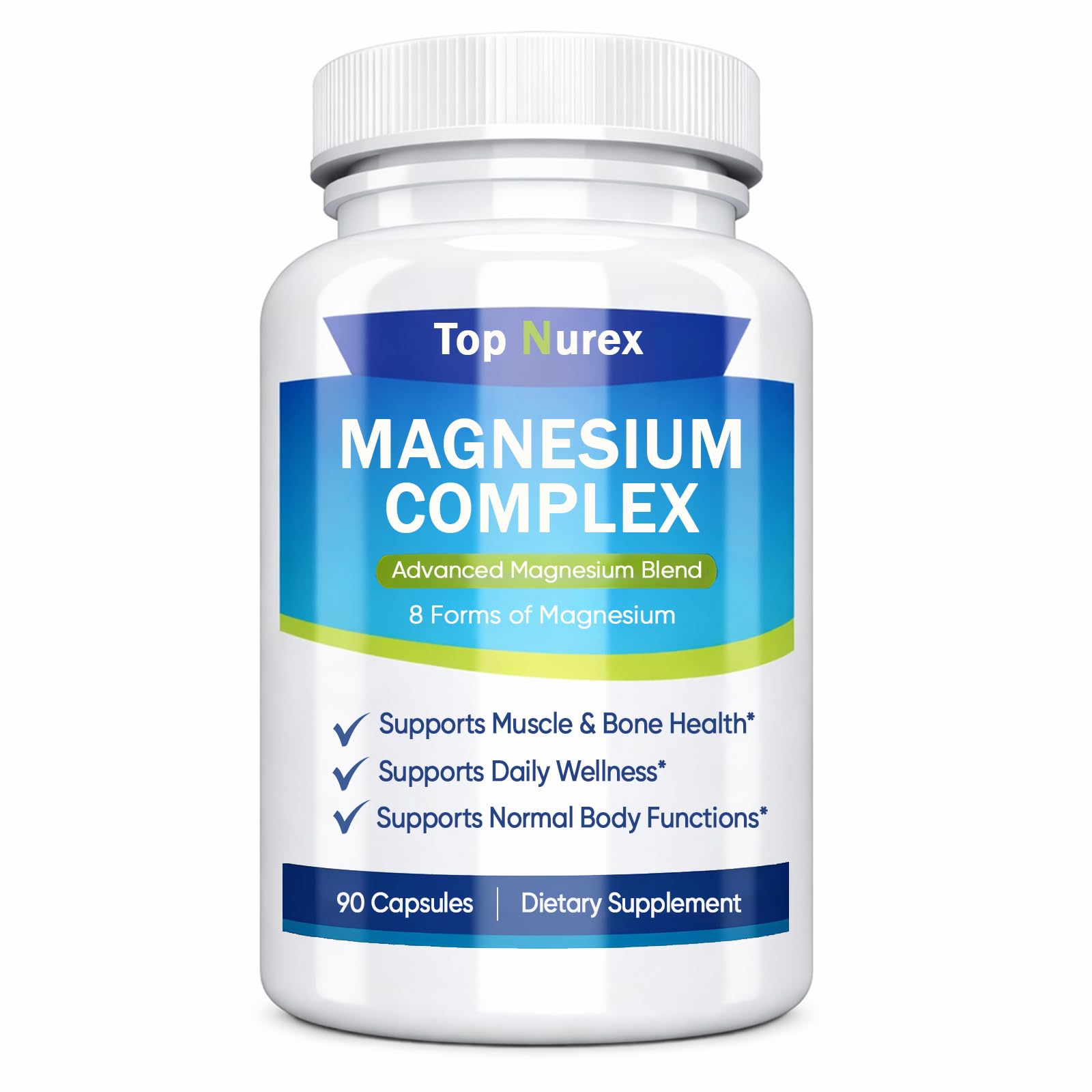 Top Nurex Magnesium Complex 1000 mg, 8-Source Magnesium Blend with Glycinate, Citrate, Malate & Taurate, Vegan Non-GMO Formula, 90 Capsules Kunnozz Au supplements