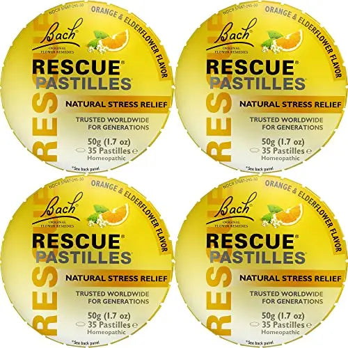 RESCUE Bach PASTILLES, Orange and Elderflower Flavor, Natural Stress RESCUEAU supplements