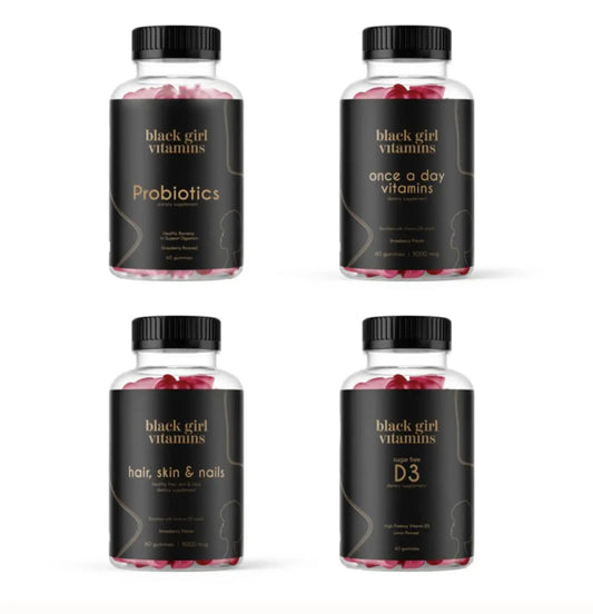 Black Girl Vitamins Complete Wellness Essentials - 30-Day Bundle with D3 Gummies, Probiotics, Hair-Skin-Nails + Sea Moss - 8 Key Nutrients for Immune, Skin & Energy Support Black Girl VitaminsAU supplements