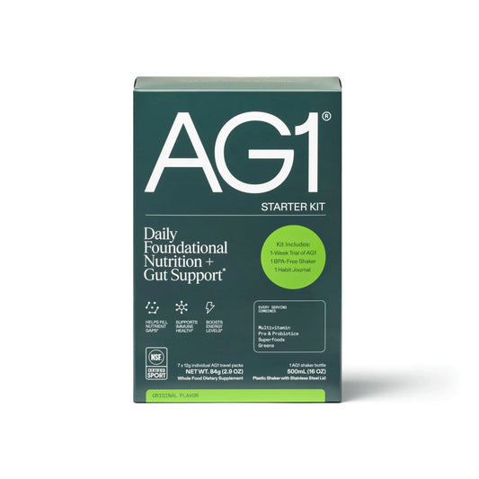 AG1 Athletic Greens 7-Day Starter Kit – All-in-One Greens Powder with Multivitamin, Probiotics, Superfoods – Includes 7 Travel Packs, BPA-Free Shaker & Habit-Building Journal AG1AU supplements