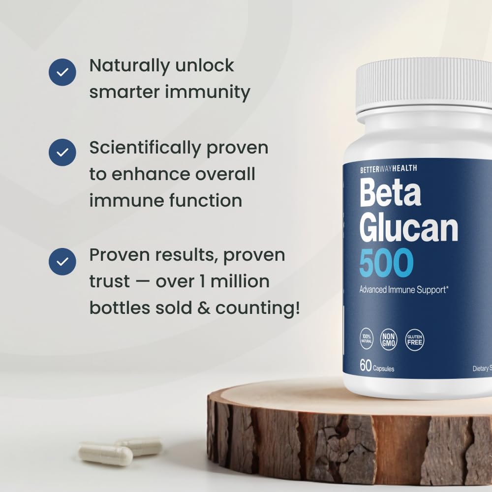 Better Way Health™ - Advanced Immune Readiness - Highly Purified 1,3/1,6 Beta Glucan 500 - Clinically Tested Immune Defense - 500mg/60 Capsules (Pack of 1) Better Way Health Au supplements