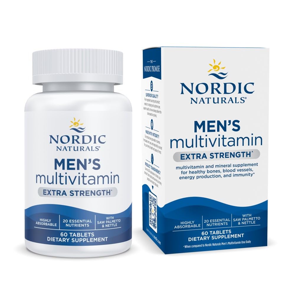 Nordic Naturals Men’s Multivitamin Extra Strength - Bone, Energy, & Blood-Vessel Support - Immunity Supplement - 20 Essential Nutrients - 60 Tablets - 30 Servings Nordic Naturals Au supplements