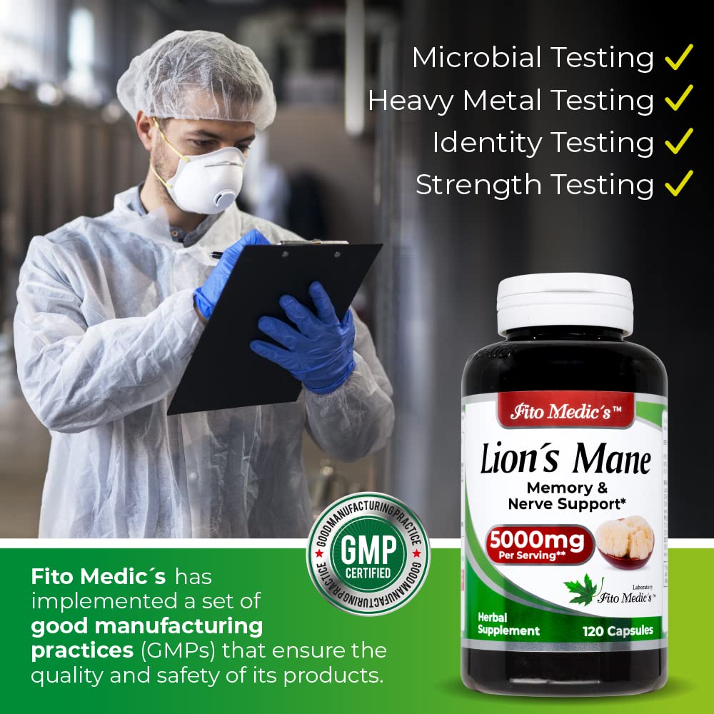 Lab | Lions Mane | 5000 mg per Serving | 120 Capsules | lions mane supplement | lions mane FITO MEDIC'S Au supplements