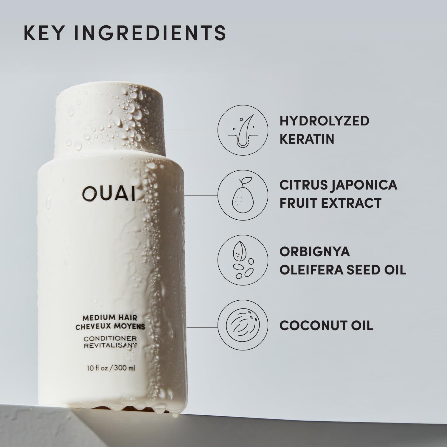 OUAI Medium Conditioner Travel Size - Hydrating Hair Conditioner with Coconut Oil, Babassu Oil, and Keratin - Strengthens, Repairs and Adds Shine - Paraben and Phthalate Free Hair Care Products (3 Oz) OUAI Au supplements