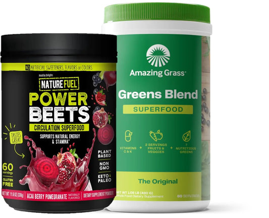 Amazing Grass Greens Blend Superfood: Super Greens Powder Smoothie Mix for Boost Energy, 60 Servings & Nature Fuel Power Beets Powder, Beet Root Powder, Support Natural Energy, 60 Servings Healthy DelightsAu supplements