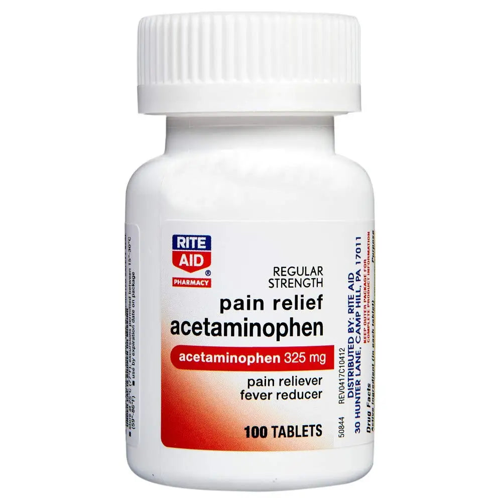 Rite Aid Regular Strength Pain Relief Acetaminophen, 325mg - 100 Tablets | Pain Reliever and Fever Reducer | Joint Pain Relief | Muscle Pain Relief | Arthritis Pain Relief | Back Pain Relief Products Rite Aid Au supplements