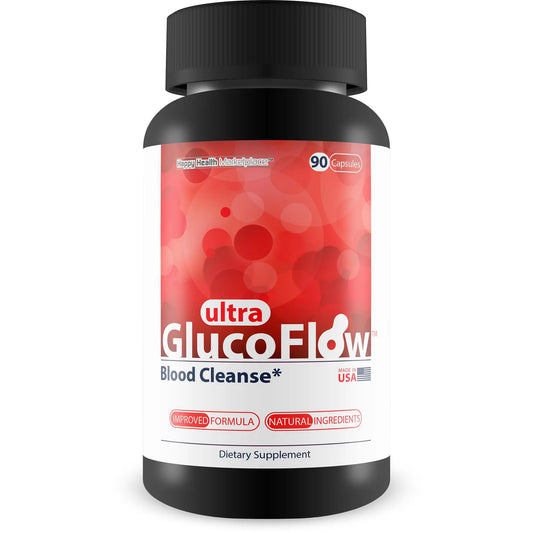Ultra Gluco Flow - Improved Formula - Our Best Blood Cleanse Detox Cleanse Blood Support Pills - Blood Health Blood Circulation Pills Detox Cleanse Blood Gluco Bio Sweet Relief Glycogen Support Happy Health MarketplaceAu supplements