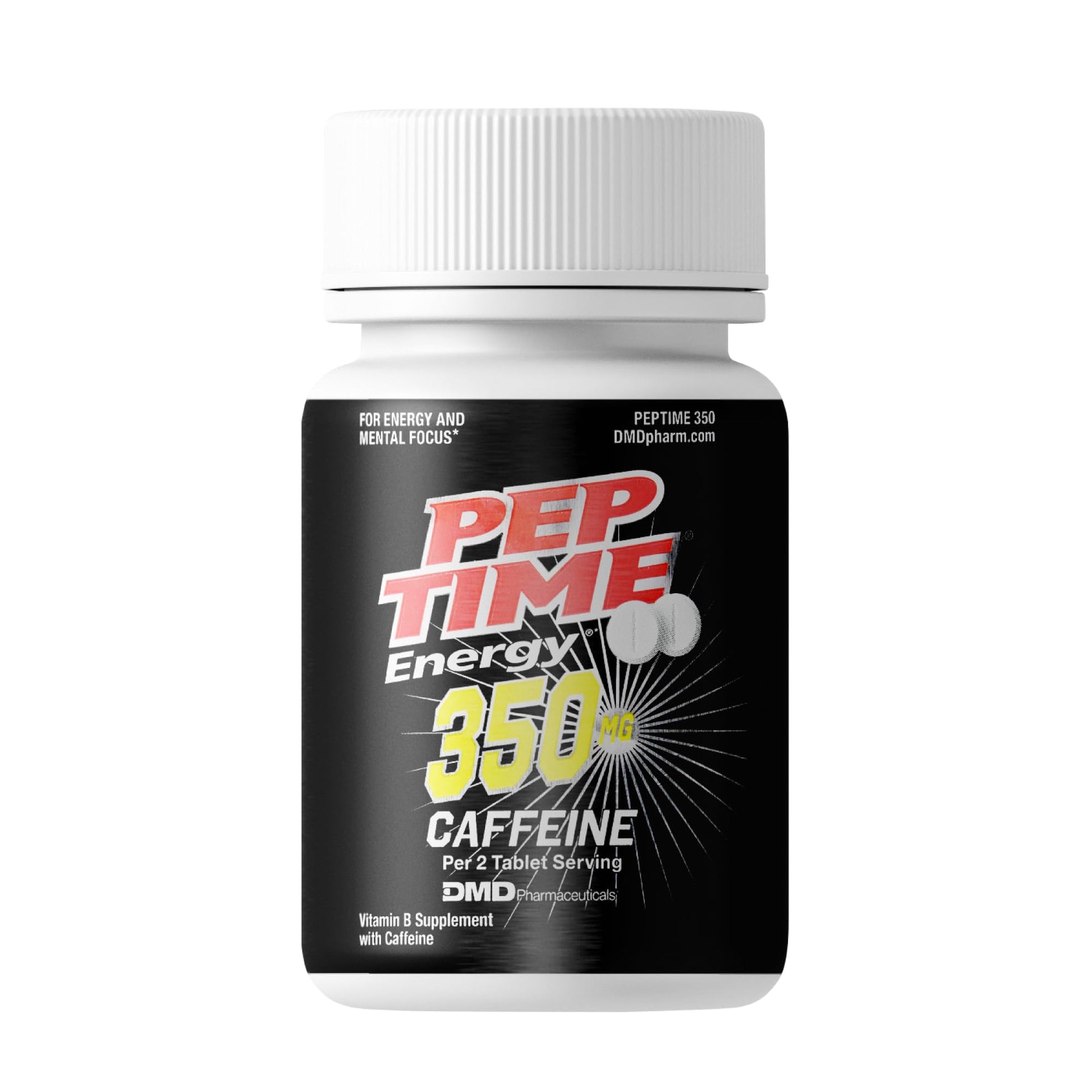 PEPTIME Energy Tablets, Vitamin B6 and B12 Caffeine Pills, 350 mg Caffein