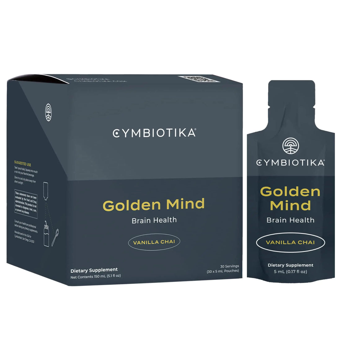 CYMBIOTIKA Golden Mind Nootropic - Boosts Focus, Memory, Alertness, Supports Nervous System with Bacopa, Green Tea, Lion’s Mane, L-Theanine, Rhodiola | 30 Pouches CYMBIOTIKA Au supplements