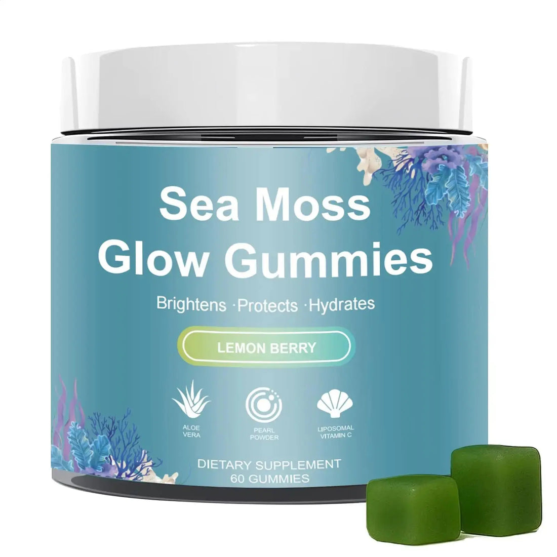 HICFRWE Sea Moss Glow Gummies - Hair Gummies with Vitamin C, Vitamin E, Aloe Vera, Pearl Powder Supports Faster Hair Growth HICFRWE AU supplements