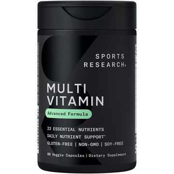 Sports Research® Multivitamin – Advanced Formula - 23 Essential Vitamins & Minerals with CoQ10 & Iodine - Daily Nutrient Support*- Non-GMO Tested & Gluten-Free -60 Veggie Capsules Sports Research Au supplements