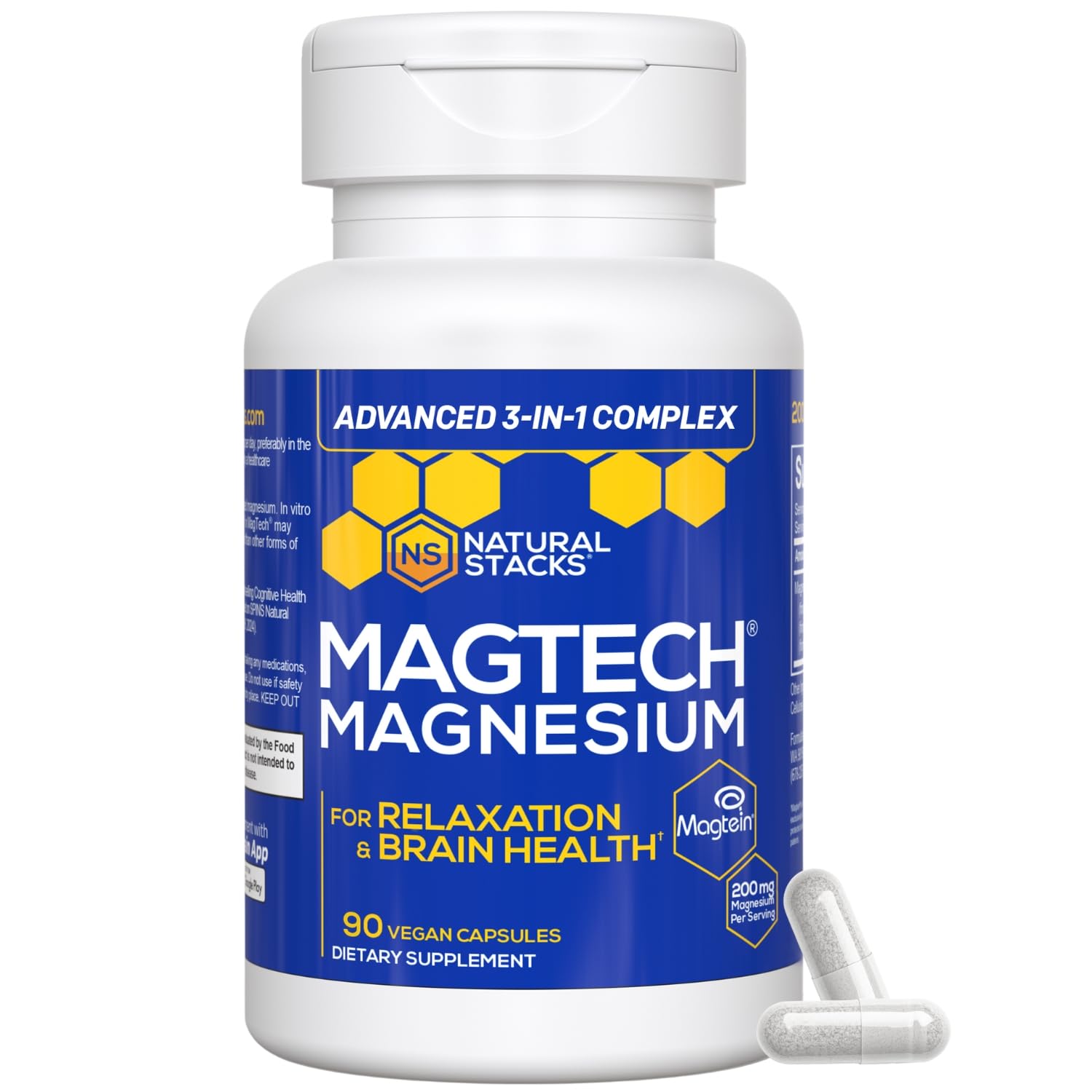 NATURAL STACKS Dopamine Brain Food + Magtech Magnesium Bundle - Chelated Magnesium Complex - Supports Brain Health & Mental Drive* - 150 Total Capsules NATURAL STACKS Au supplements