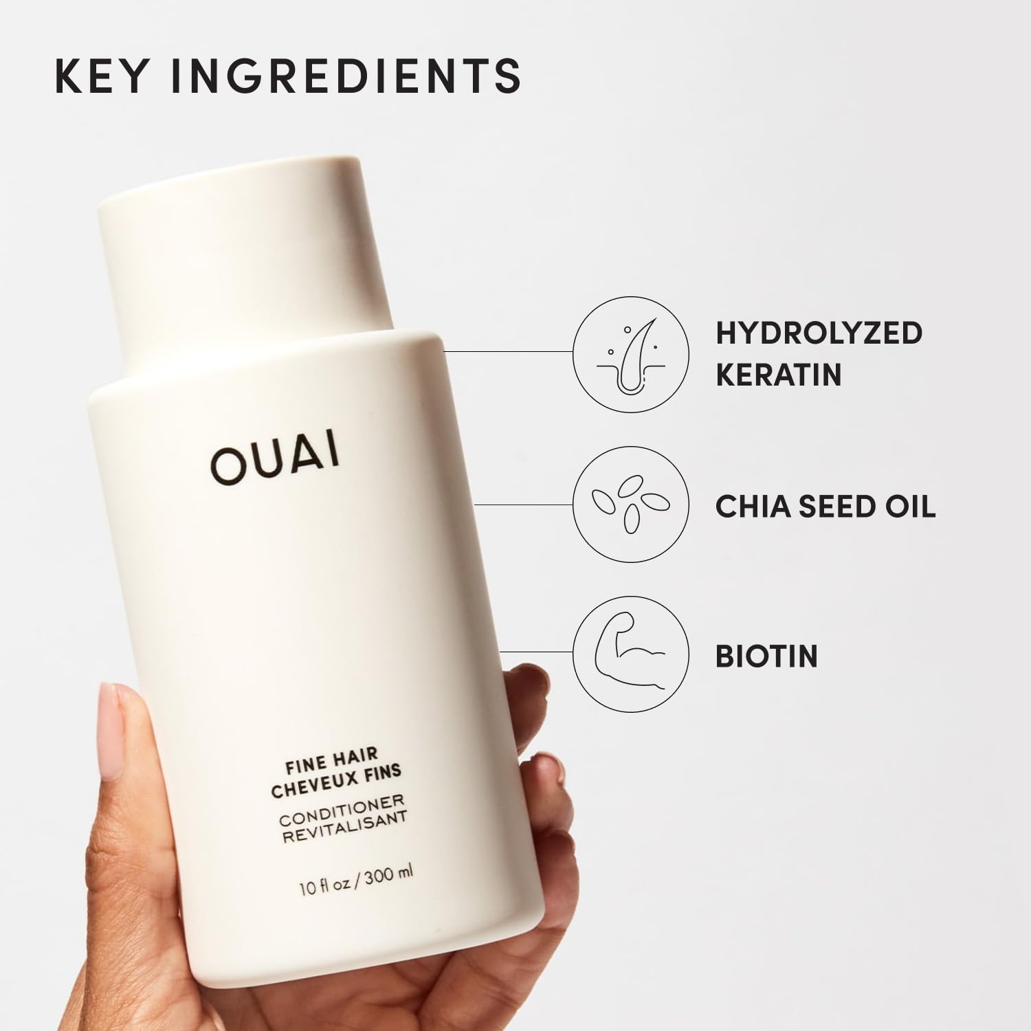 OUAI Fine Hair Conditioner Travel Size - Volumizing Conditioner for Fine Hair with Keratin, Biotin & Chia Seed Oil - Adds Softness, Bounce & Volume - Free from Parabens, Sulfates & Phthalates (3 Oz) OUAI Au supplements