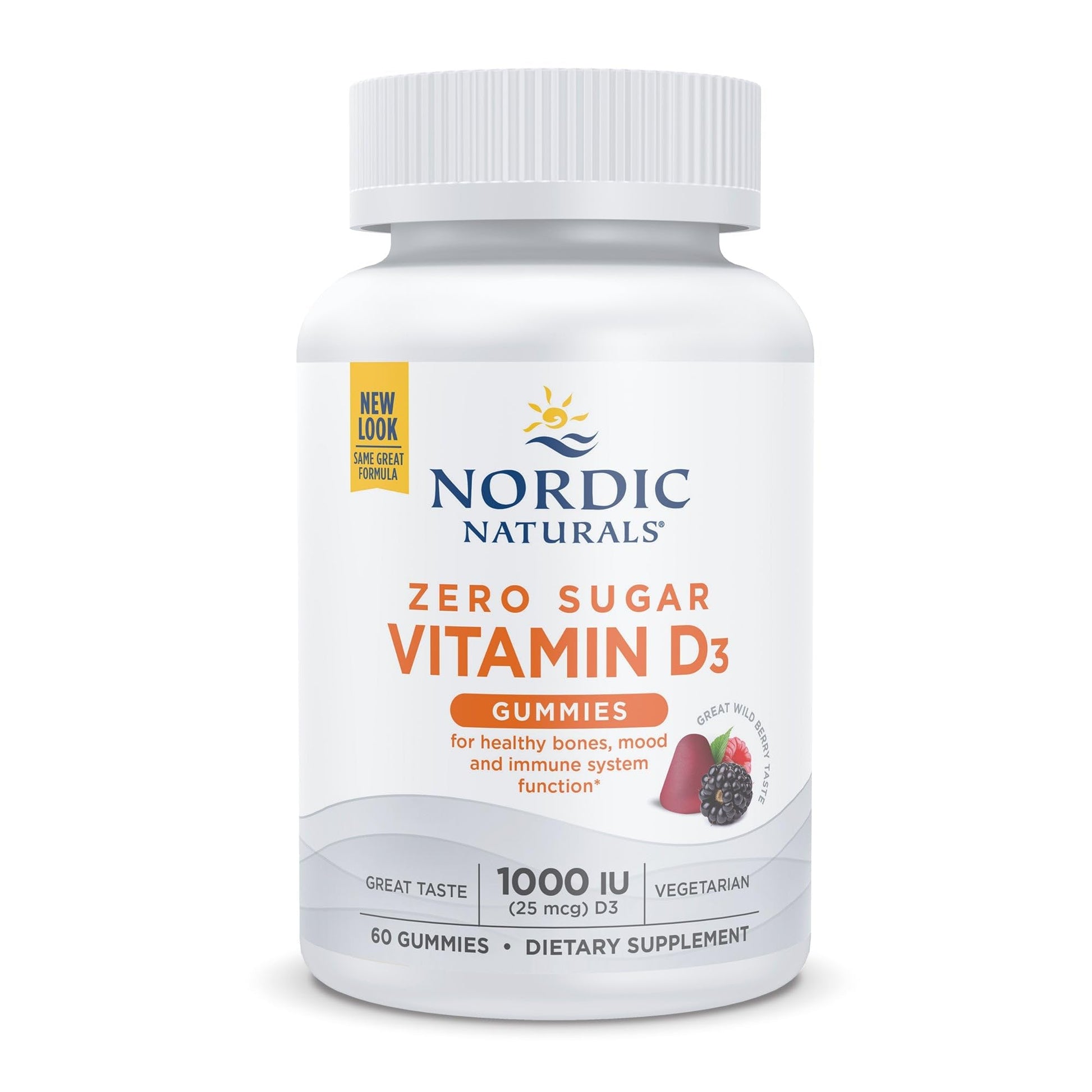 Nordic Naturals Zero Sugar Vitamin D3 Gummies, Wild Berry - 60 Gummies - 1000 IU Vitamin D3 - Great Taste - Healthy Bones, Mood & Immune System Function - Non-GMO - 60 Servings Nordic Naturals Au supplements