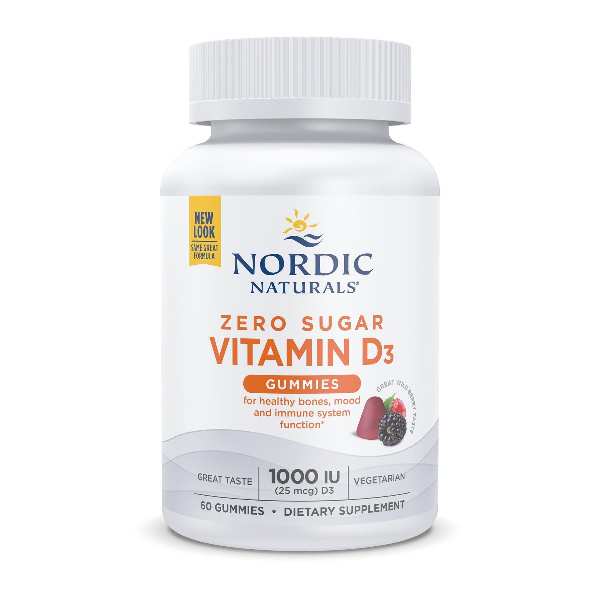 Nordic Naturals Zero Sugar Vitamin D3 Gummies, Wild Berry - 60 Gummies - 1000 IU Vitamin D3 - Great Taste - Healthy Bones, Mood & Immune System Function - Non-GMO - 60 Servings Nordic Naturals Au supplements