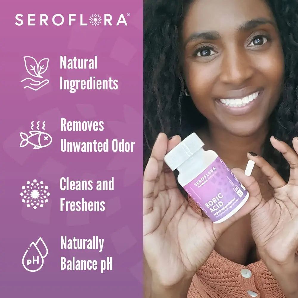 Seroflora Boric Acid 600mg Feminine Capsules, Feminine pH Support, Intimate Freshness for Women, Fast-Dissolving Capsules (60 Count) Seroflora Au supplements