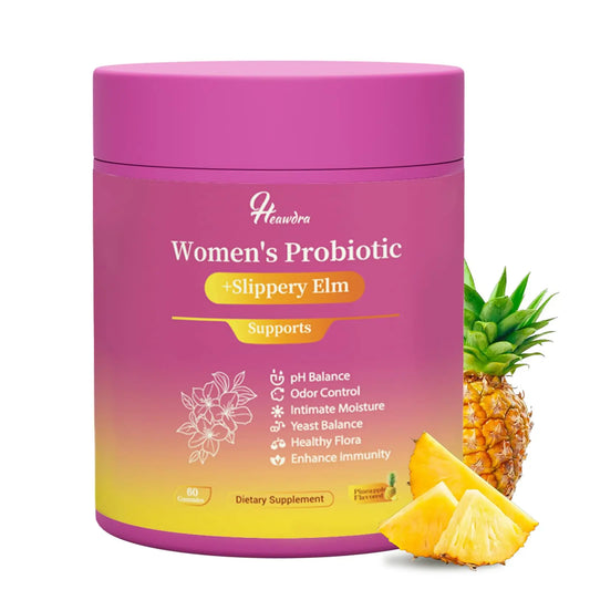 Her Juicy Women's Probiotic Gummies: Supports Women’s Wellness & pH Balance, Clean Vegan, Pineapple Flavor, Prebiotics & Lactobacillus Blend, with Slippery Elm, Gut Health & Immune Defense, 60 Gummies HeawdraAu supplements