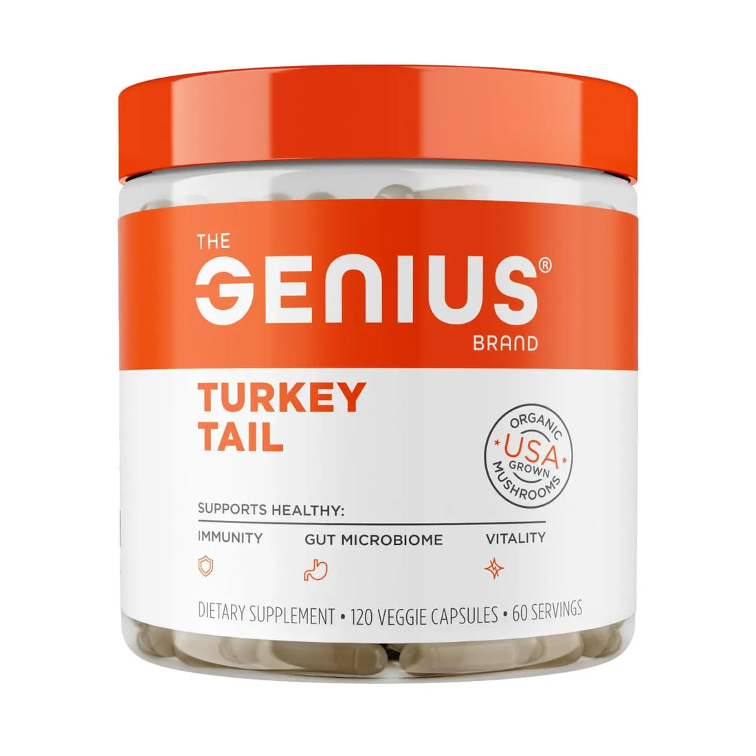 The Genius Brand Genius Turkey Tail - Plant-Based Supplement for Immune, Gut & Antioxidant Support - Organic & Non-GMO - 120 Veggie Capsules The Genius Brand Au supplements