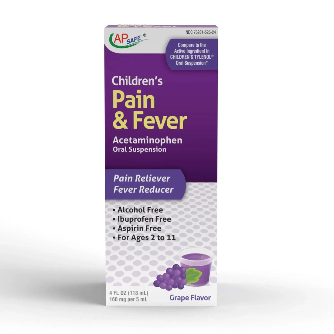 APSAFE Children's Pain&Fever Relief Acetaminophen Oral Suspension Grape Flavor 4oz APSAFE uk supplements