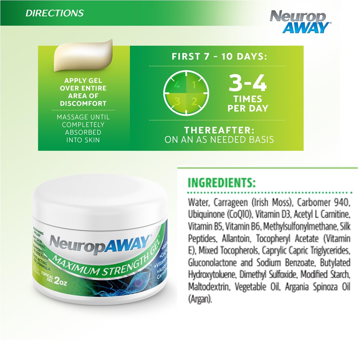 NeuropAWAY® Maximum Strength Gel, for Nerve discomfort, Burning, Tingling, and Numbness 2oz NeuropAWAY Au supplements