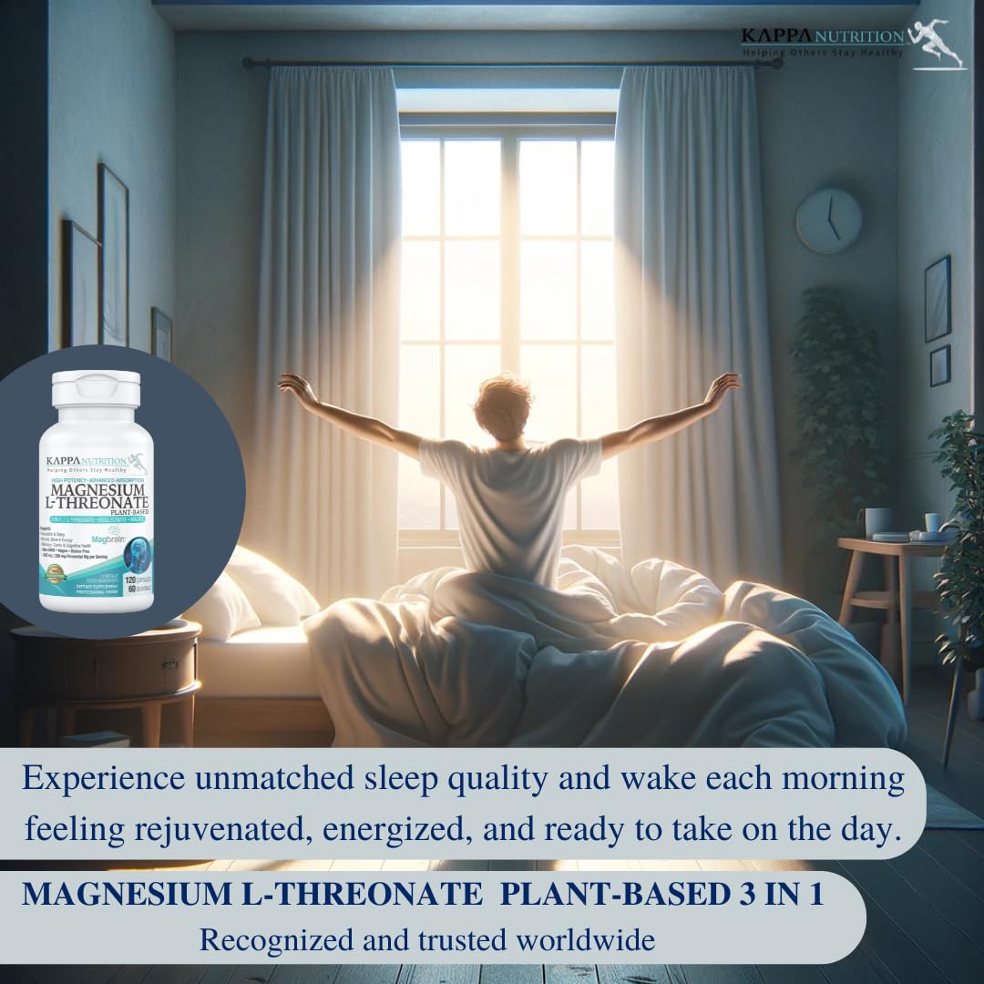 Kappa Nutrition Powered by Magbrain™ Magnesium L-Threonate Plant-Based, 420mg Elemental Magnesium (3 Capsules) from 2,253mg, 120 Vegan Capsules, Brain, Sleep & Muscle Support. KAPPA NUTRITION Au supplements