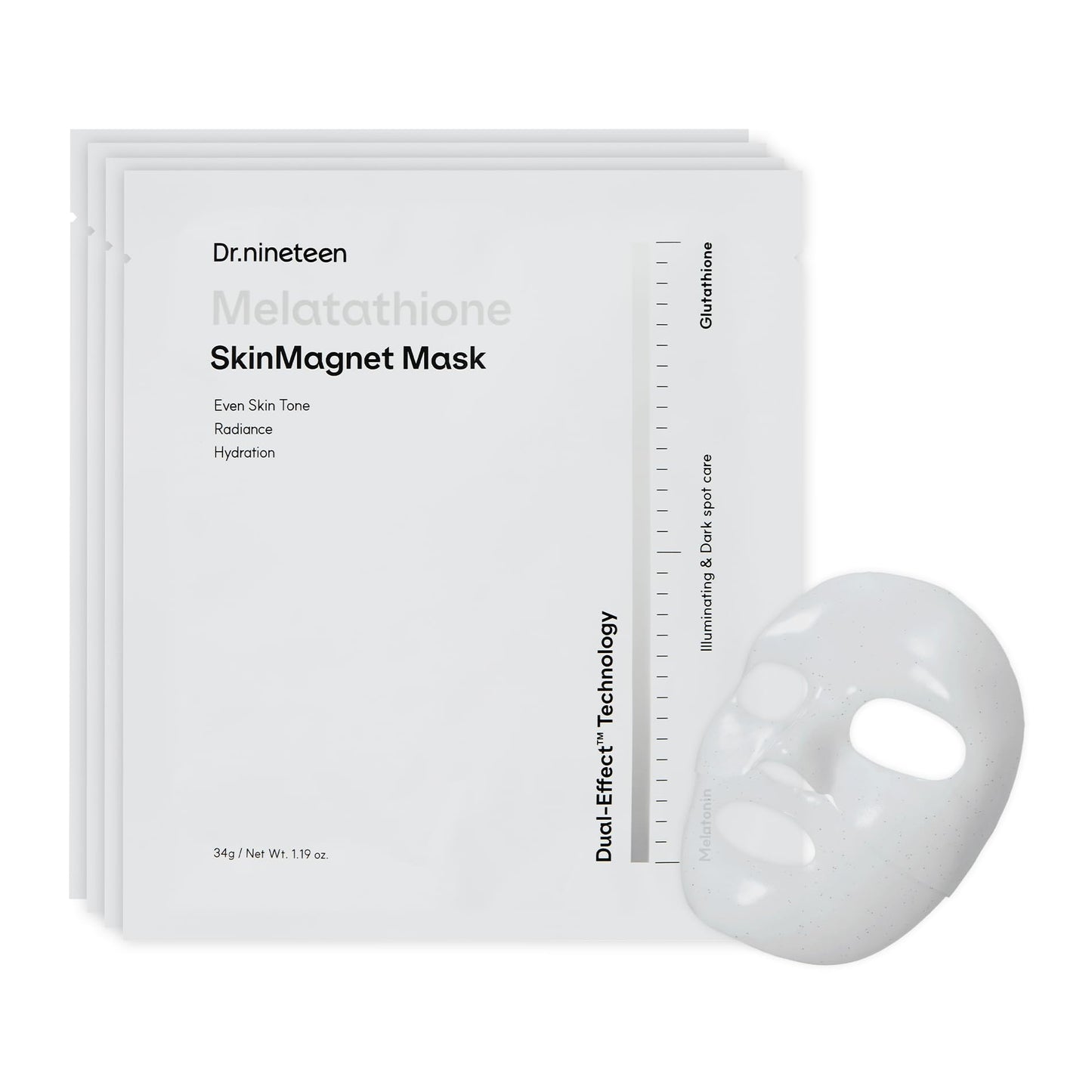 Dr.nineteen Melatathione Skin Magnet Hydrogel Mask | Melatonin + Glutathione + Vitamin Complex | Radiant & Even-Looking Skin Appearance | Korean Hydrogel Face Mask Dr.nineteen buy supplements Au