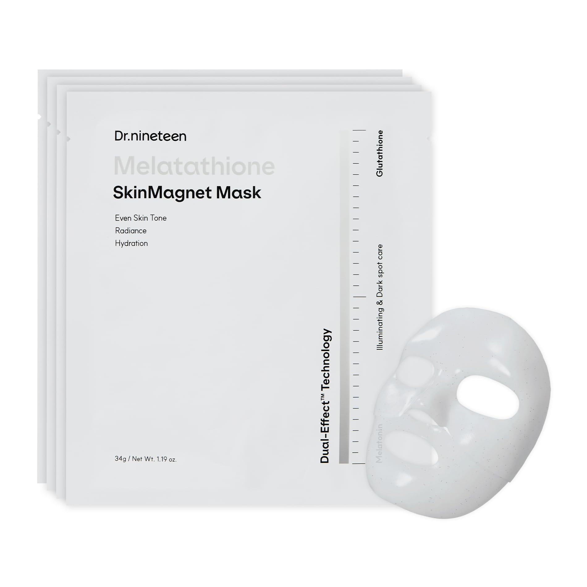 Dr.nineteen Melatathione Skin Magnet Hydrogel Mask | Melatonin + Glutathione + Vitamin Complex | Radiant & Even-Looking Skin Appearance | Korean Hydrogel Face Mask Dr.nineteen buy supplements Au