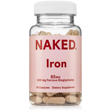 Naked Iron 65mg, 325mg Ferrous Bisglycinate - High Potency Iron Supplement for Iron Deficiency, Cellular Energy Support, Promotes Healthy Red Blood Cell Production