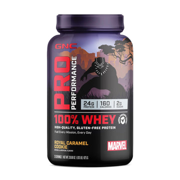 GNC Pro Performance 100% Whey - Marvel: Royal Caramel Cookie - 25 Servings GNC Au supplements