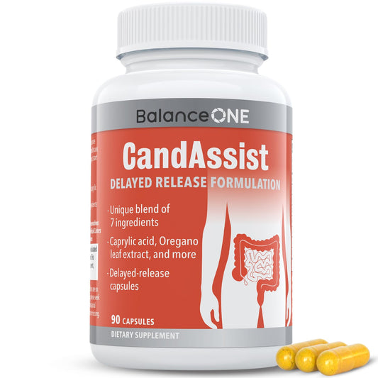 Balance ONE Candida Cleanse & Yeast Support Complex – Caprylic Acid, Undecylenic Acid, Berberine & Oregano Leaf – Gut Flora Balance for Women & Men Balance ONEUS supplements