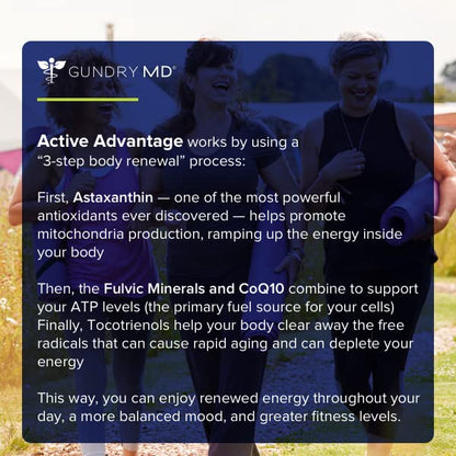 Gundry MD® Active Advantage Astaxanthin and CoQ10 Supplement to Support Energy, Strength and Metabolism, 30 Count Gundry MDAU supplements