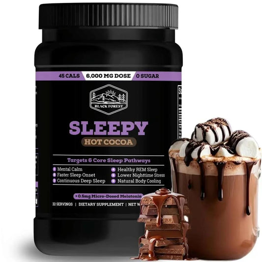 Black Forest Sleepy Hot Cocoa - Magnesium Hot Chocolate Sleepy Cocoa Sleep Powder for Adults with Melatonin & L-Theanine - Natural Sleep Drink Mix for Deep Sleep & Relaxation, Black ForestUS supplements