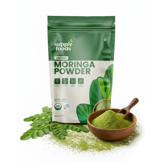 supplefoods Organic Moringa Powder 200 g / 7.05 oz | 100% Natural Green Superfood | Assists Digestion & Daily Detox | Finely Milled Moringa Leaf Powder | USDA Certified Organic Dietary Supplement supplefoodsAu supplements