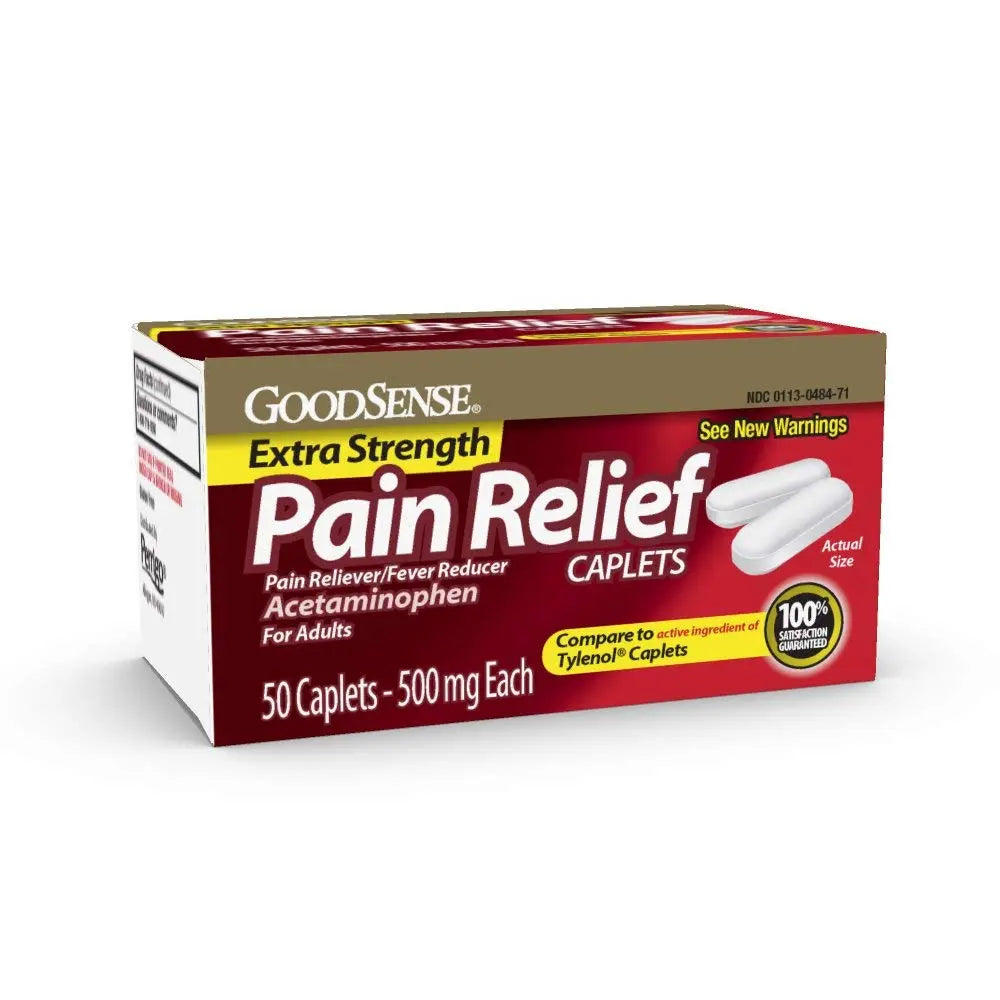 GoodSense Extra Strength 500mg Acetaminophen Caplets 50 Count & Nexcare Flexible Clear 1 Inch x 10 Yard Waterproof Transparent Tape 1 Roll GoodSense Au supplements