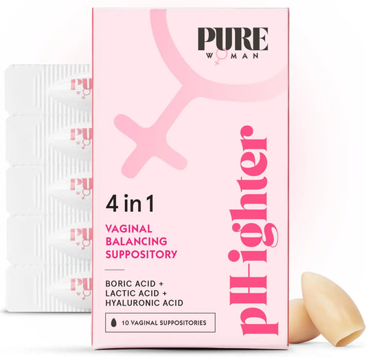 PURE WOMAN - pH-ighter Vaginal Boric Acid Suppositories for Women - Hyaluronic Acid - 4 in 1 Vaginal Suppositories for Discomfort, Dryness, Odor & pH Balance- Full Vaginal Health Care - 5pk PURE WOMANAU supplements