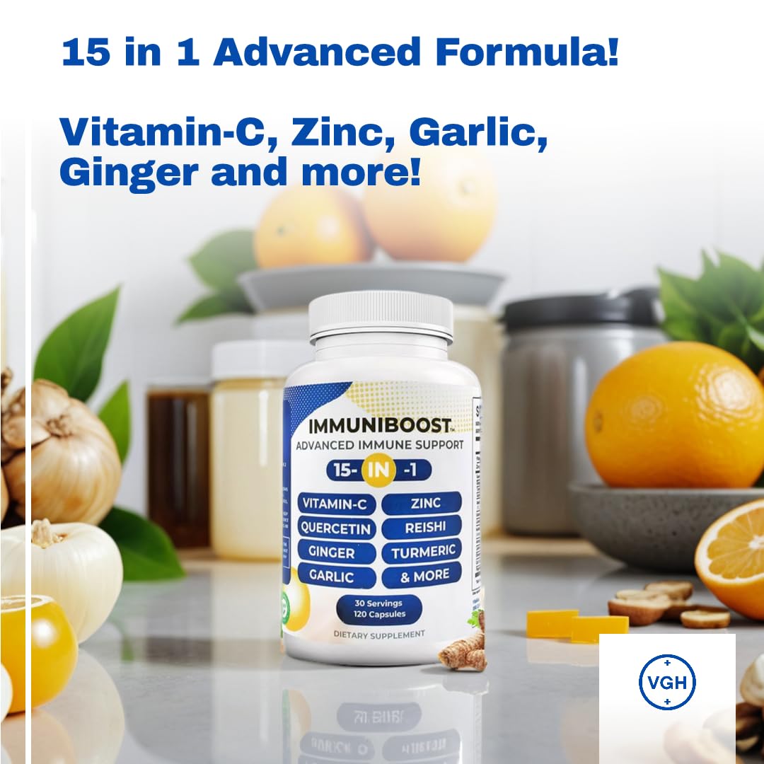 15 in 1 Immune Support Supplement 120 Capsules with Powerful Blend of Turmeric, Ginger, Vitamin C and Zinc Immune Booster for Adults ImmuniBoost Au supplements