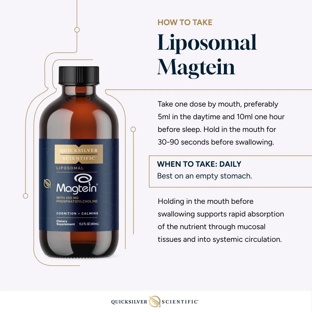 Quicksilver Scientific Liposomal Magtein - Magnesium Supplement for Brain Function Support - Stress, Sleep & Memory Support - Gluten-Free, Sugar-Free & Vegan - 15.2 fl oz (30 Servings) Quicksilver Scientific Au supplements