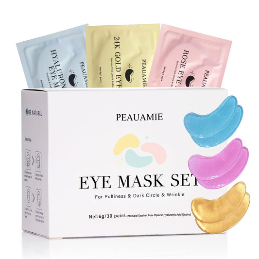 PEAUAMIE Under Eye Patches Gold and Hyaluronic Acid for puffy eyes,Rose Eye Masks PEAUAMIEUS supplements