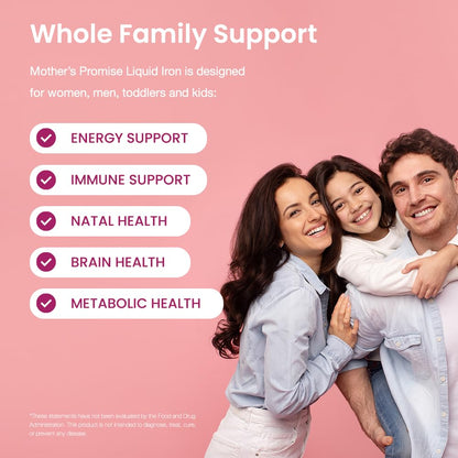 Organic Liquid Iron Supplement for Women, Men & Kids with Vitamin C | Sugar Free Natural Berry Flavor Non Constipating Vegan Ferrochel Mother's PromiseUS supplements