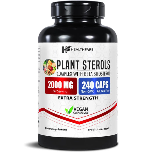 Healthfare Plant Sterols Capsules 2000mg | 240 Vegan Capsules | Beta Sitosterol & Phytosterol Complex | Plant-Based Supplement | Non-GMO & Gluten-Free | Made in the USA HealthfareAU supplements
