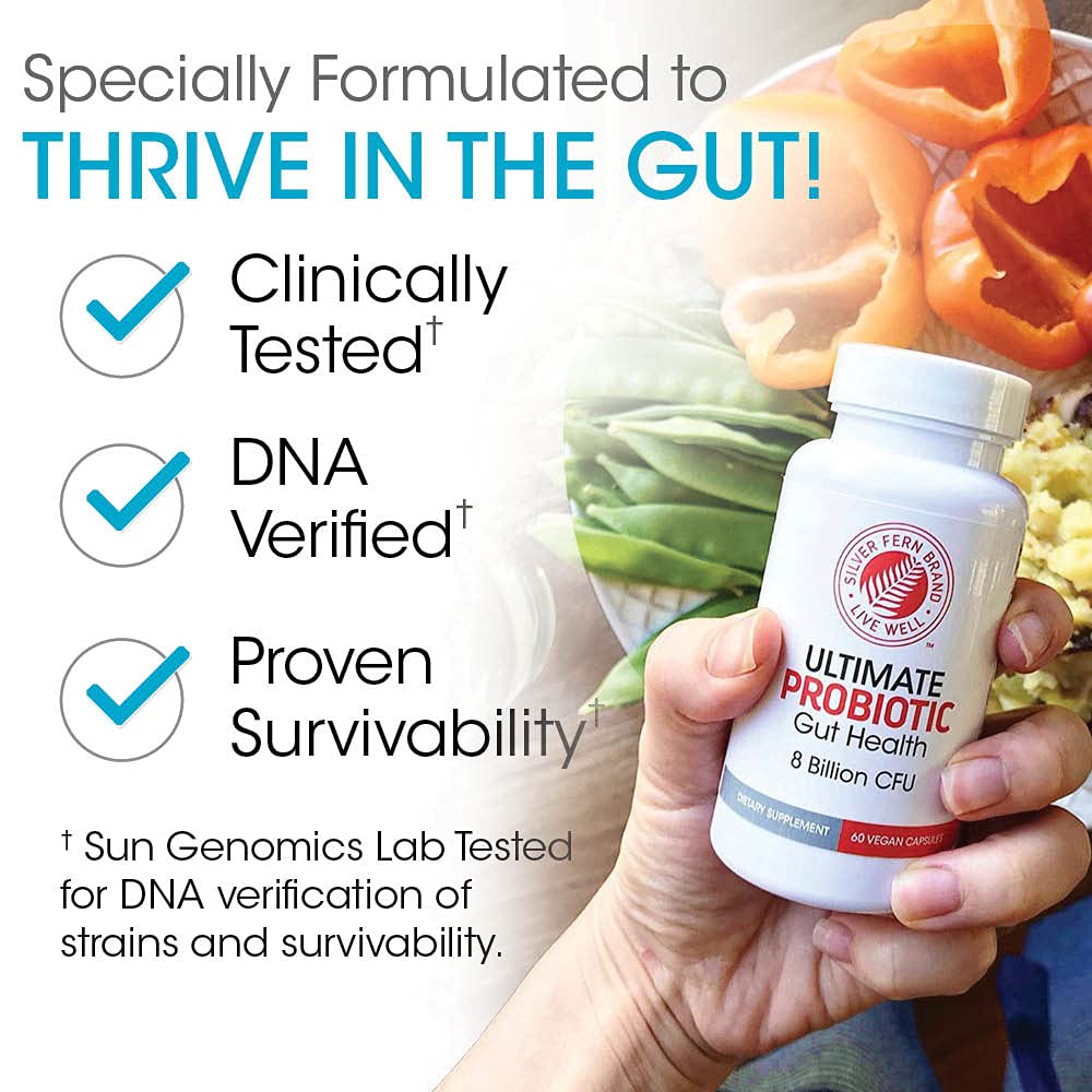 Silver Fern Brand Family Probiotics - Ultimate Adult Probiotic (1 Bottle = 60 Capsules) Plus Ultimate Children's Probiotic for Kids (1 Bottle = 30 Chewables) - Gut Health & Microbiome Support Silver Fern Au supplements