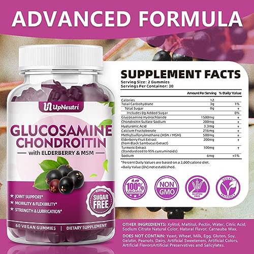 UPNEUTRI Glucosamine Chondroitin Gummies Sugar Free, Extra Strength 1500mg Glucosam UPNEUTRI Au supplements