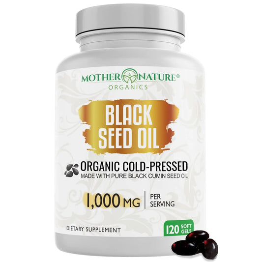 Black Seed Oil Capsules - 120 Count (Organic, Non-GMO Liquid) Premium Cold Pressed Mother Nature Organics Superfoods For Organic LivingAU supplements