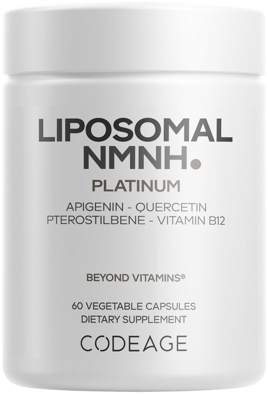 Codeage Liposomal NMNH Platinum - 500 mg NMNH Supplement, NAD+ Precursor with Quercetin, Pterostilbene, Apigenin, Active B Vitamins B2 Riboflavin & Vitamin B12 Methylcobalamin - Non-GMO - 60 Capsules CodeageBuy Supplements Australia