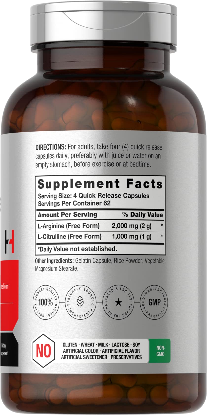Horbäach L-Arginine L-Citrulline Complex | 3000mg | 250 Capsules | Non-GMO, Gluten Free Supplement Horbäach uk supplements