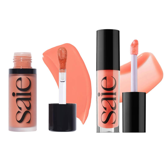 Saie Dewy Glow Duo - Dew Liquid Blush - (.40 oz, Hottie), Glossybounce Lip Gloss-Oil Hybrid (.17 oz, Splash) - Hydrating, Vegan Makeup for Radiant Cheeks & Lips SaieAu supplements