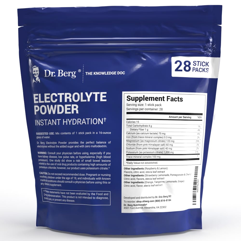 Dr. Berg's Electrolytes Powder Packets - Travel Size Hydration Electrolyte Drink Mix Dr. Berg Nutritionals Au supplements